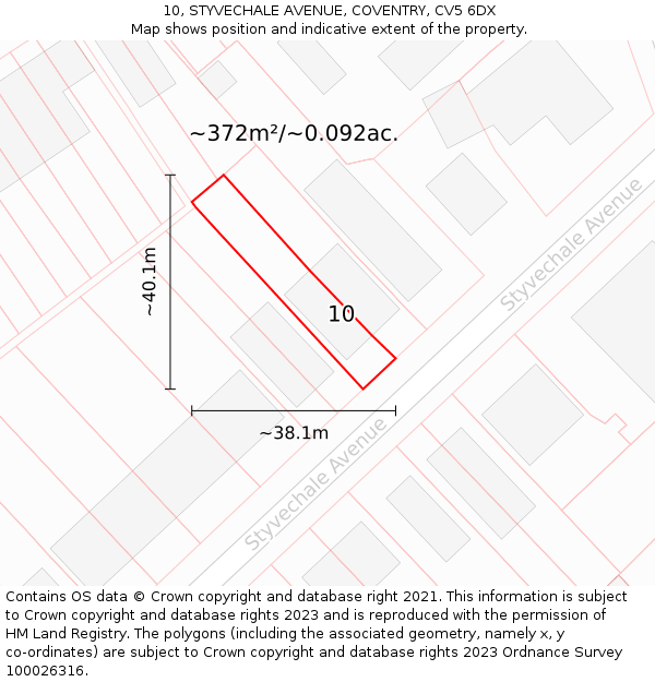 10, STYVECHALE AVENUE, COVENTRY, CV5 6DX: Plot and title map