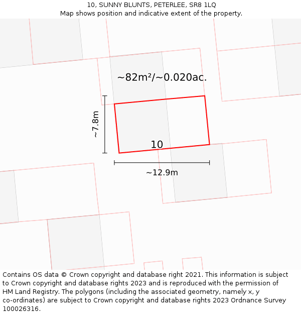 10, SUNNY BLUNTS, PETERLEE, SR8 1LQ: Plot and title map