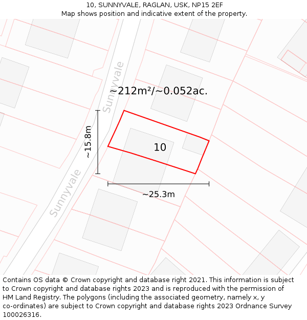 10, SUNNYVALE, RAGLAN, USK, NP15 2EF: Plot and title map