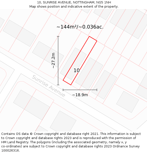 10, SUNRISE AVENUE, NOTTINGHAM, NG5 1NH: Plot and title map