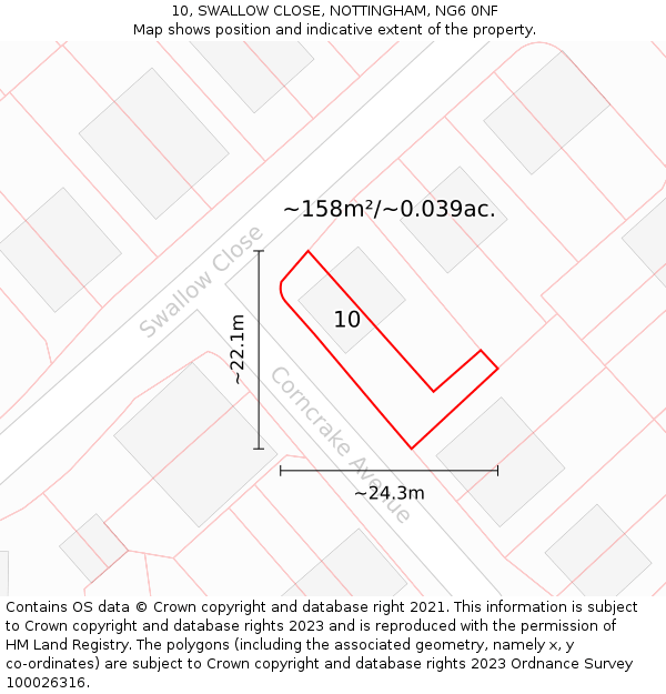 10, SWALLOW CLOSE, NOTTINGHAM, NG6 0NF: Plot and title map