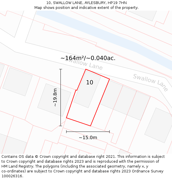 10, SWALLOW LANE, AYLESBURY, HP19 7HN: Plot and title map