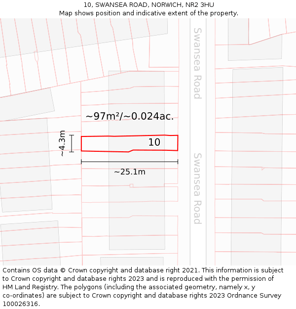 10, SWANSEA ROAD, NORWICH, NR2 3HU: Plot and title map