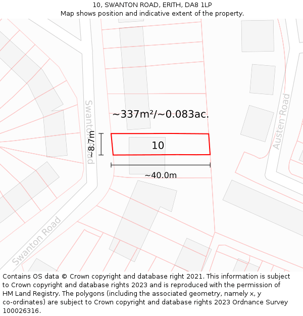 10, SWANTON ROAD, ERITH, DA8 1LP: Plot and title map