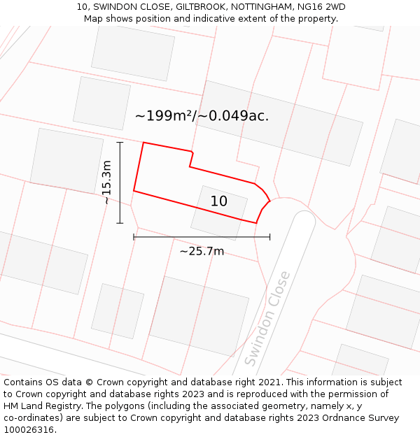 10, SWINDON CLOSE, GILTBROOK, NOTTINGHAM, NG16 2WD: Plot and title map