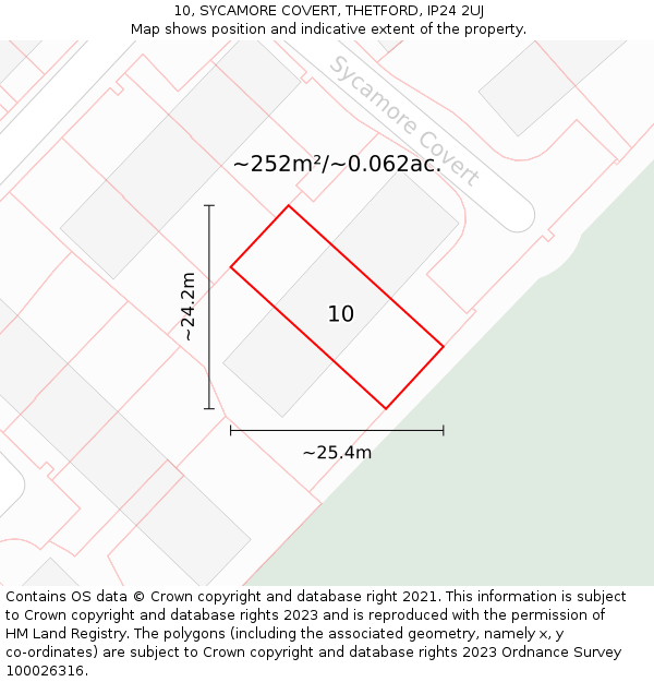 10, SYCAMORE COVERT, THETFORD, IP24 2UJ: Plot and title map