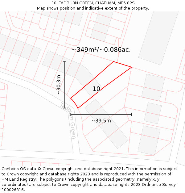 10, TADBURN GREEN, CHATHAM, ME5 8PS: Plot and title map
