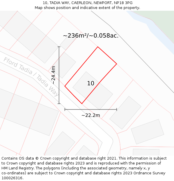 10, TADIA WAY, CAERLEON, NEWPORT, NP18 3PG: Plot and title map