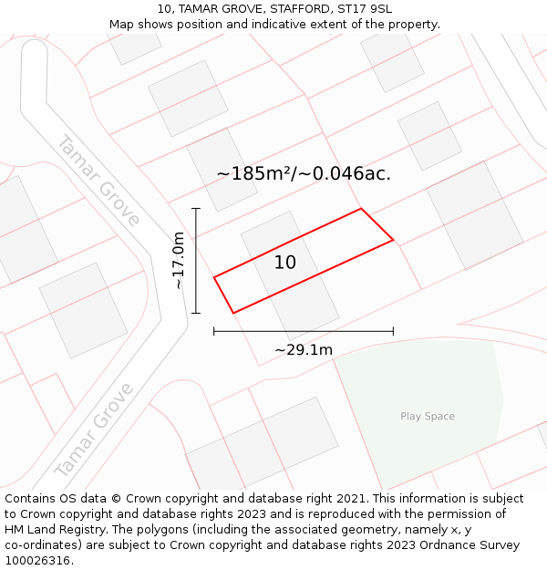 10, TAMAR GROVE, STAFFORD, ST17 9SL: Plot and title map