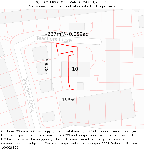 10, TEACHERS CLOSE, MANEA, MARCH, PE15 0HL: Plot and title map