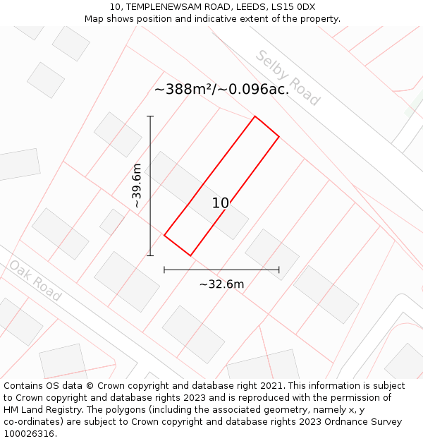 10, TEMPLENEWSAM ROAD, LEEDS, LS15 0DX: Plot and title map