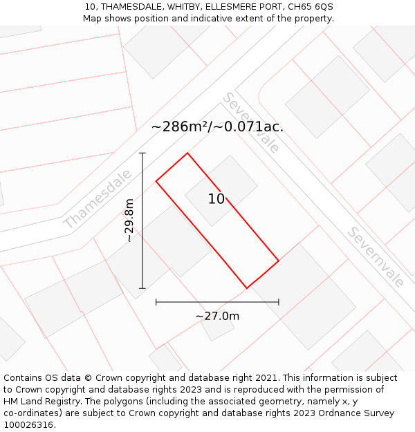 10, THAMESDALE, WHITBY, ELLESMERE PORT, CH65 6QS: Plot and title map