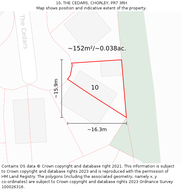 10, THE CEDARS, CHORLEY, PR7 3RH: Plot and title map