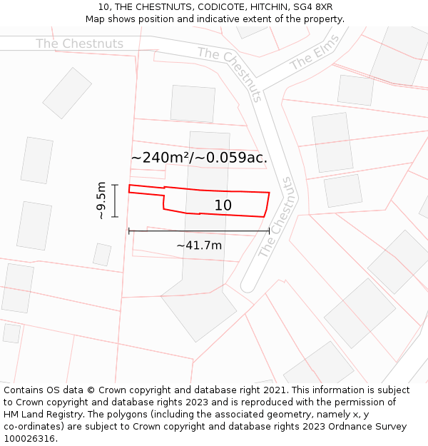 10, THE CHESTNUTS, CODICOTE, HITCHIN, SG4 8XR: Plot and title map