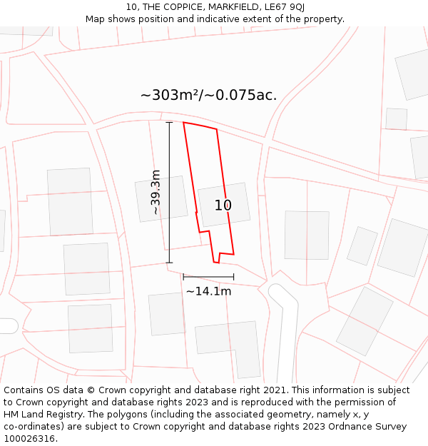 10, THE COPPICE, MARKFIELD, LE67 9QJ: Plot and title map