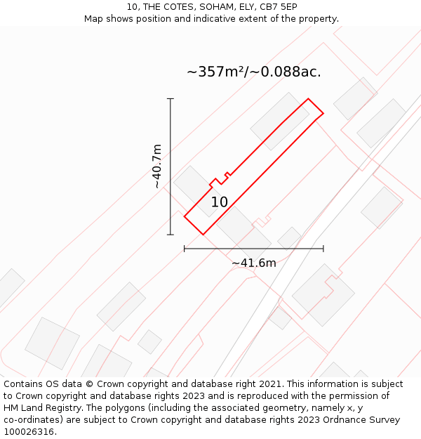 10, THE COTES, SOHAM, ELY, CB7 5EP: Plot and title map