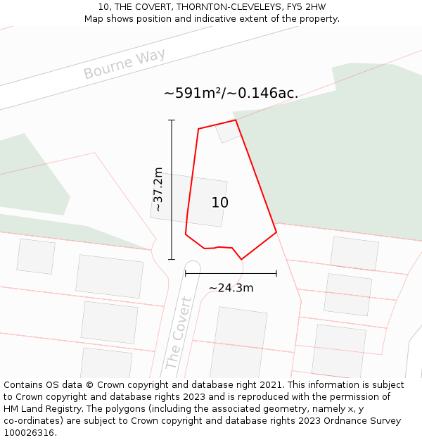 10, THE COVERT, THORNTON-CLEVELEYS, FY5 2HW: Plot and title map
