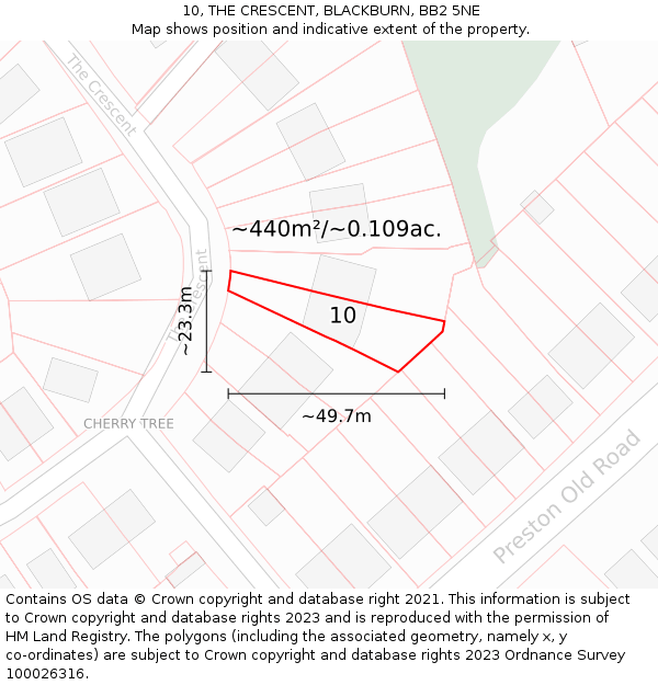 10, THE CRESCENT, BLACKBURN, BB2 5NE: Plot and title map
