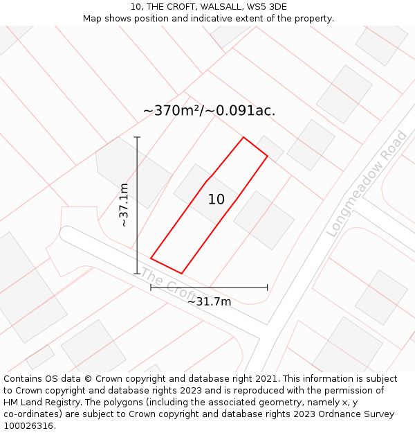 10, THE CROFT, WALSALL, WS5 3DE: Plot and title map