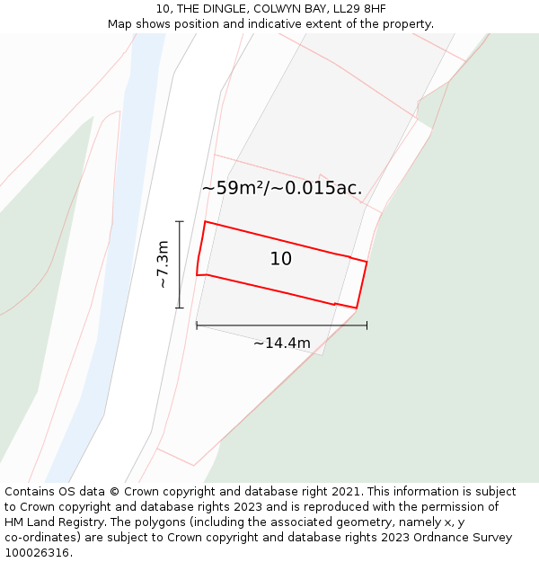 10, THE DINGLE, COLWYN BAY, LL29 8HF: Plot and title map
