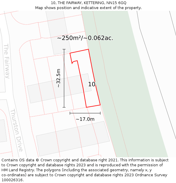 10, THE FAIRWAY, KETTERING, NN15 6GQ: Plot and title map