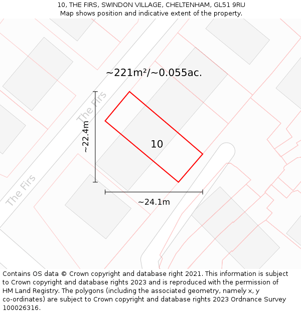 10, THE FIRS, SWINDON VILLAGE, CHELTENHAM, GL51 9RU: Plot and title map