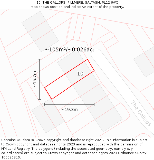 10, THE GALLOPS, PILLMERE, SALTASH, PL12 6WQ: Plot and title map