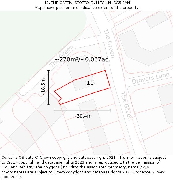 10, THE GREEN, STOTFOLD, HITCHIN, SG5 4AN: Plot and title map