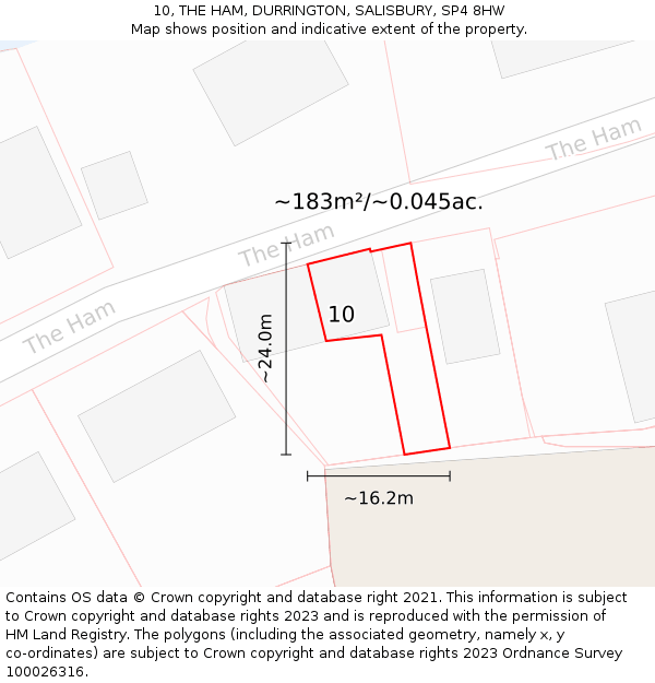 10, THE HAM, DURRINGTON, SALISBURY, SP4 8HW: Plot and title map