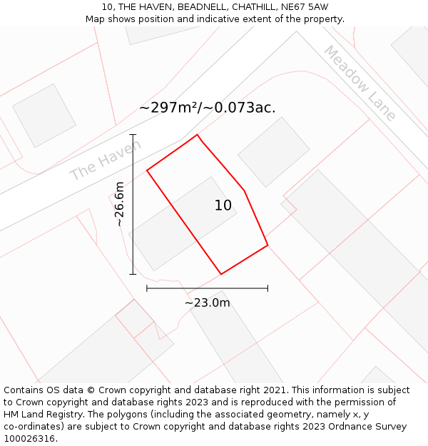 10, THE HAVEN, BEADNELL, CHATHILL, NE67 5AW: Plot and title map
