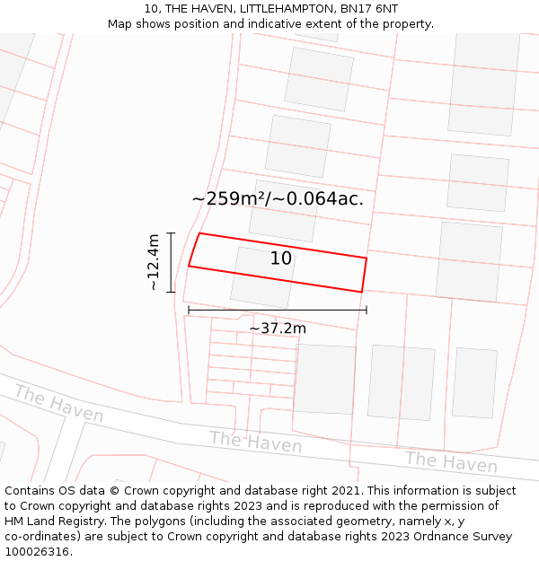 10, THE HAVEN, LITTLEHAMPTON, BN17 6NT: Plot and title map