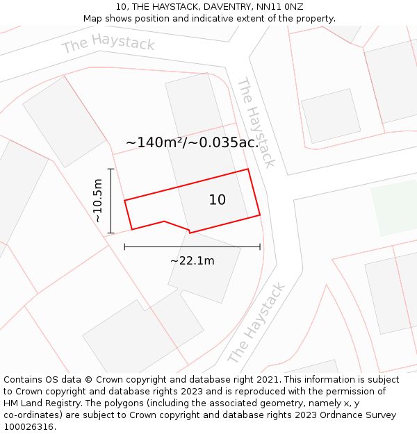 10, THE HAYSTACK, DAVENTRY, NN11 0NZ: Plot and title map