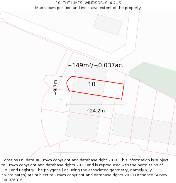10, THE LIMES, WINDSOR, SL4 4US: Plot and title map