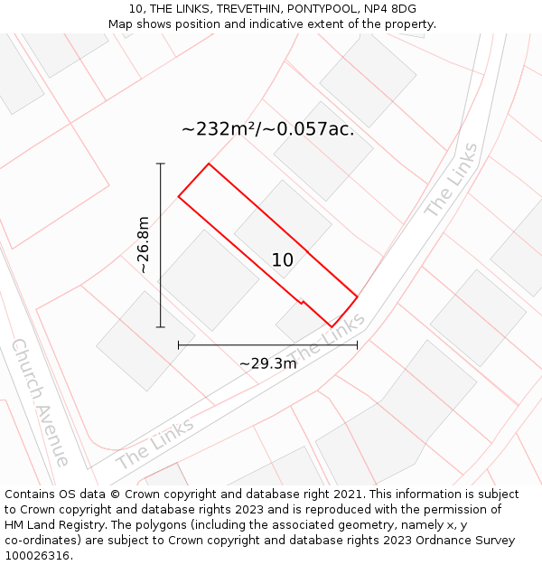 10, THE LINKS, TREVETHIN, PONTYPOOL, NP4 8DG: Plot and title map