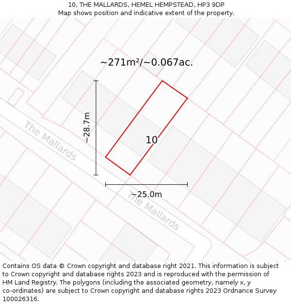 10, THE MALLARDS, HEMEL HEMPSTEAD, HP3 9DP: Plot and title map