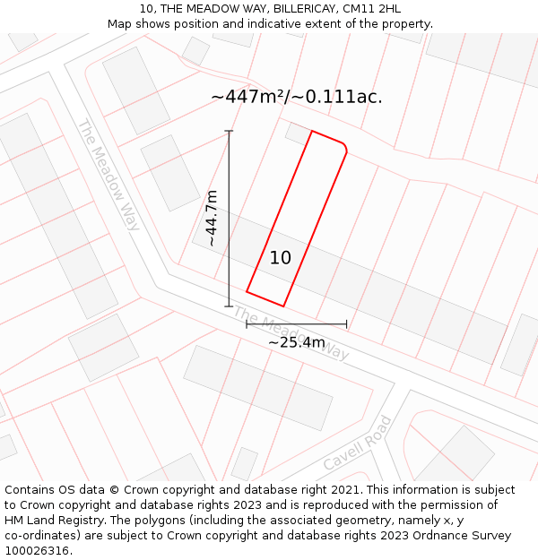 10, THE MEADOW WAY, BILLERICAY, CM11 2HL: Plot and title map