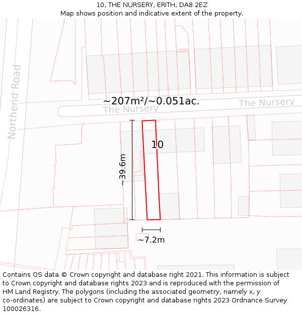 10, THE NURSERY, ERITH, DA8 2EZ: Plot and title map