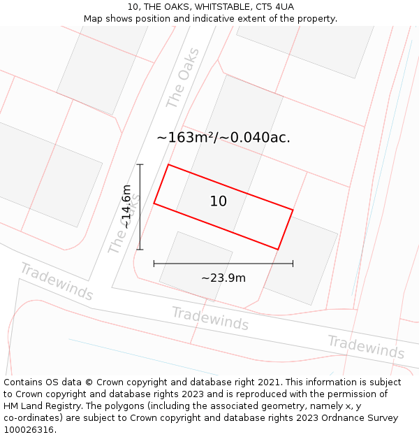 10, THE OAKS, WHITSTABLE, CT5 4UA: Plot and title map
