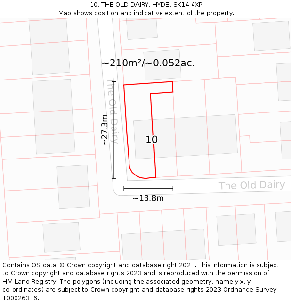 10, THE OLD DAIRY, HYDE, SK14 4XP: Plot and title map