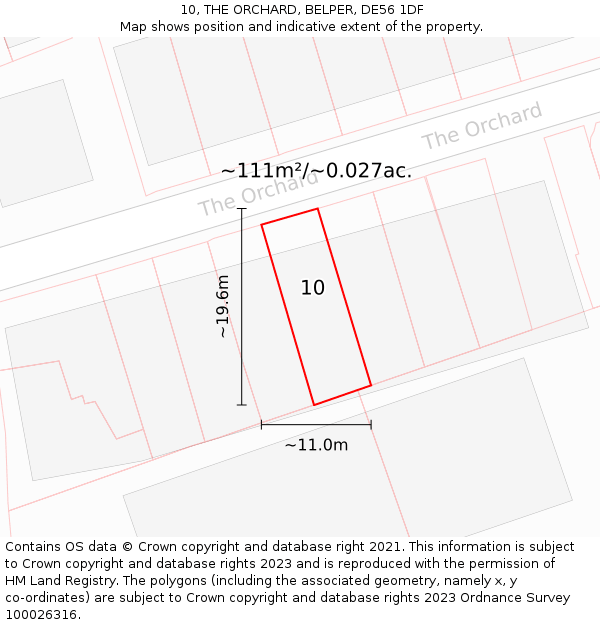 10, THE ORCHARD, BELPER, DE56 1DF: Plot and title map