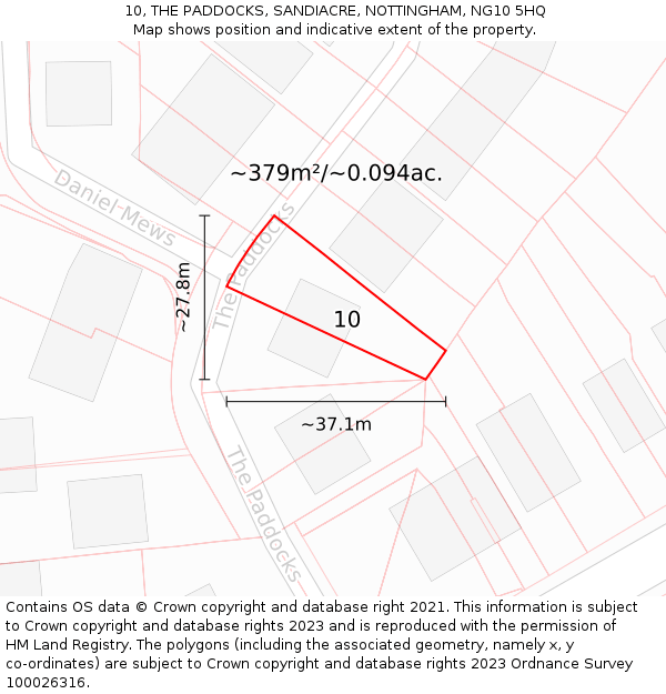 10, THE PADDOCKS, SANDIACRE, NOTTINGHAM, NG10 5HQ: Plot and title map