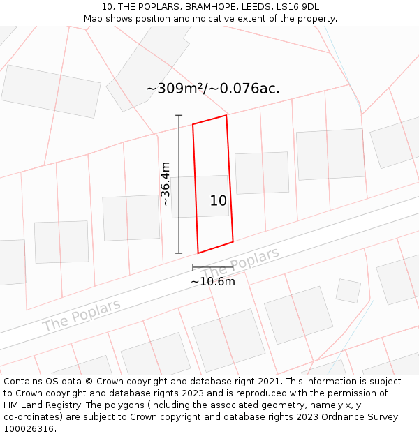 10, THE POPLARS, BRAMHOPE, LEEDS, LS16 9DL: Plot and title map