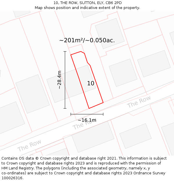10, THE ROW, SUTTON, ELY, CB6 2PD: Plot and title map