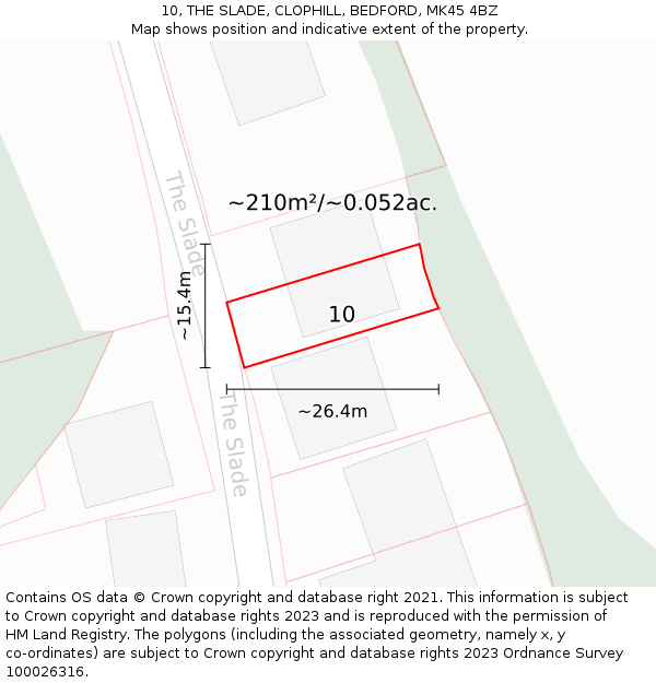 10, THE SLADE, CLOPHILL, BEDFORD, MK45 4BZ: Plot and title map