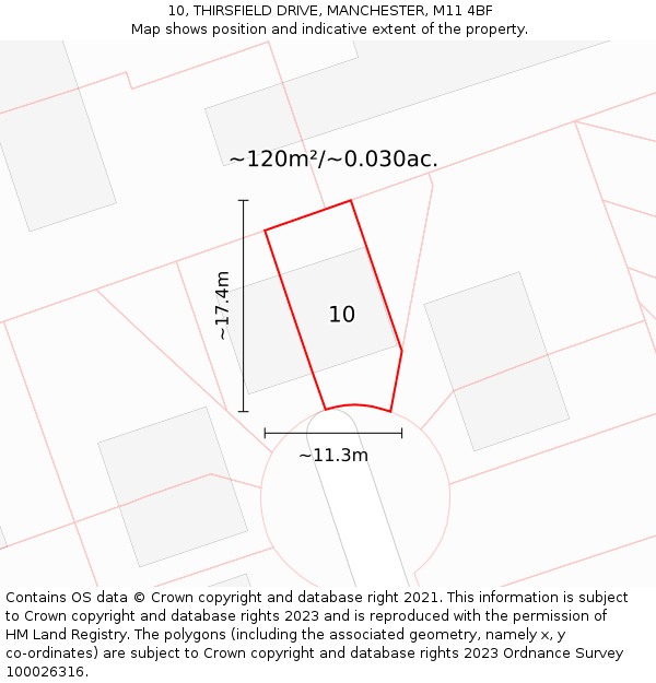 10, THIRSFIELD DRIVE, MANCHESTER, M11 4BF: Plot and title map