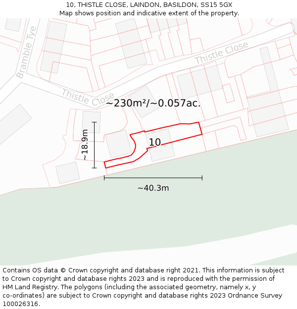 10, THISTLE CLOSE, LAINDON, BASILDON, SS15 5GX: Plot and title map