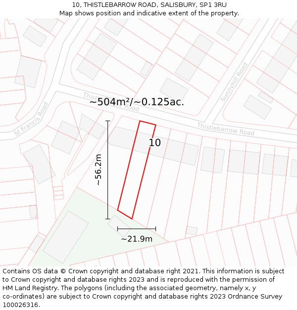 10, THISTLEBARROW ROAD, SALISBURY, SP1 3RU: Plot and title map