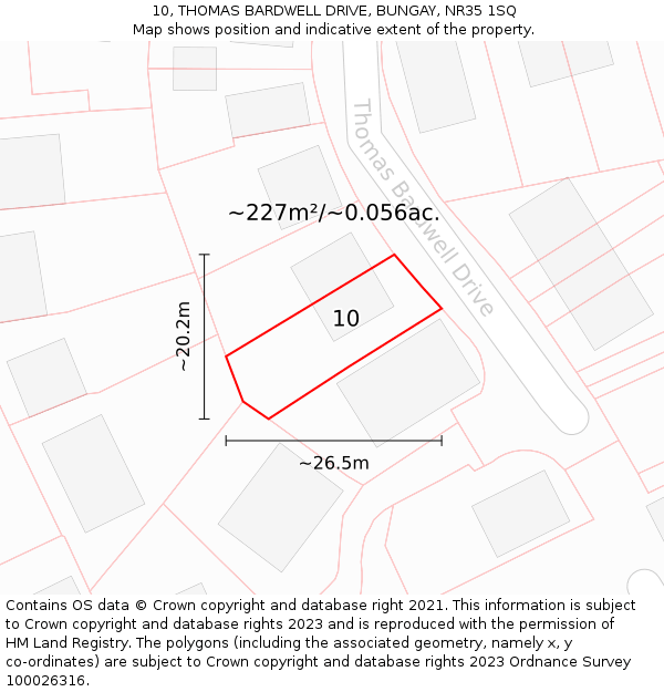 10, THOMAS BARDWELL DRIVE, BUNGAY, NR35 1SQ: Plot and title map