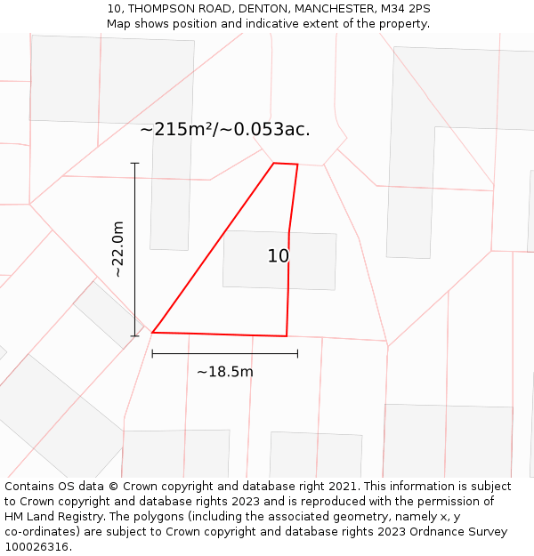 10, THOMPSON ROAD, DENTON, MANCHESTER, M34 2PS: Plot and title map