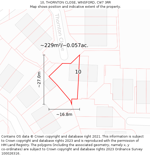 10, THORNTON CLOSE, WINSFORD, CW7 3RR: Plot and title map